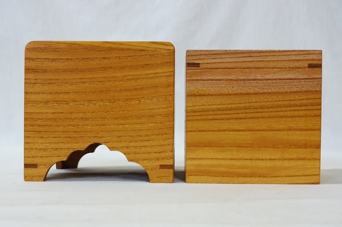 駒箱　欅　上　柾目